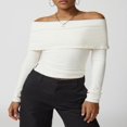 thumbnail image 3 of Stylish Women‘s Off Shoulder Tops in Slim Fit and Long Sleeve Ribbed Design, 3 of 6