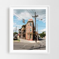 Huntington Architecture 01 - Huntingdon Pennsylvania Photography Architecture City Street Photography Vintage Travel Poster White Framed Wall Art Print 9 x 12 inches