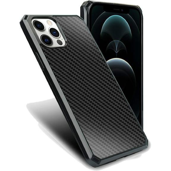 Shockproof Case for iPhone 12 Pro Max Carbon Fiber Case,Ultra Slim Scratch Resistant Lightweight,Support Wireless Charging,Case Compatible with iPhone 12 Pro Max 6.7",Black