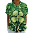 thumbnail image 1 of Doriano Col d'Été pour Femmes - T-Shirt Imprimé Manches Courtes Confort Mode, Vert Menthe, S, 1 of 5