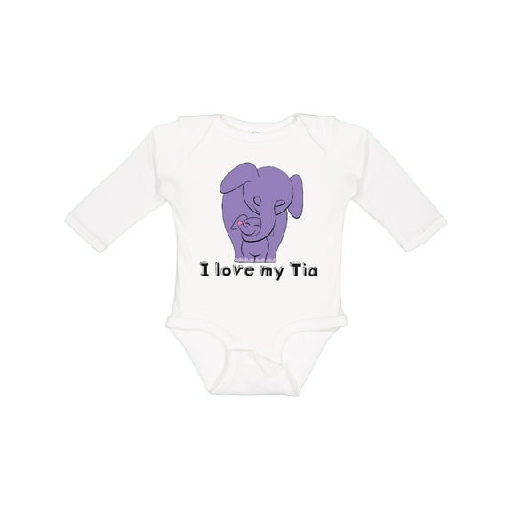 Inktastic I Love my Tia Elephant Purple Boys or Girls Long Sleeve Baby Bodysuit