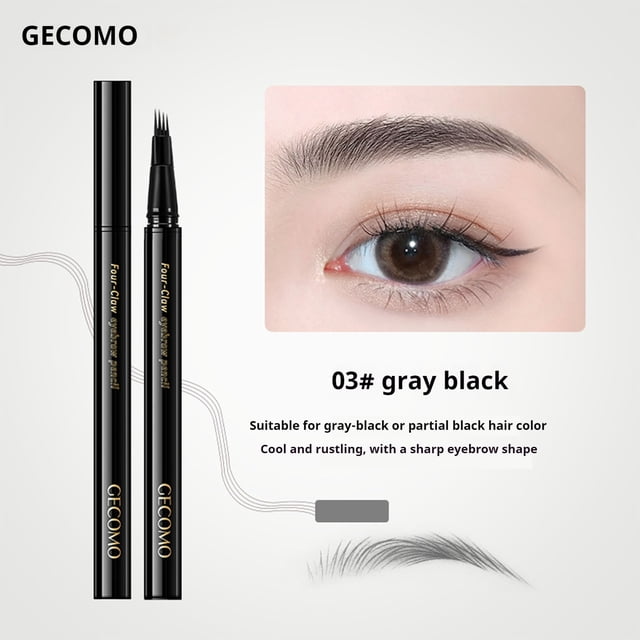 Quadrillion Microblade Eyebrow Pencil 4-Propped Waterproof Long Lasting Color de cejas con fórmula de hidratación líquida para cejas naturales en 3D, fácil de aplicar y quitar, múltiples opciones de
