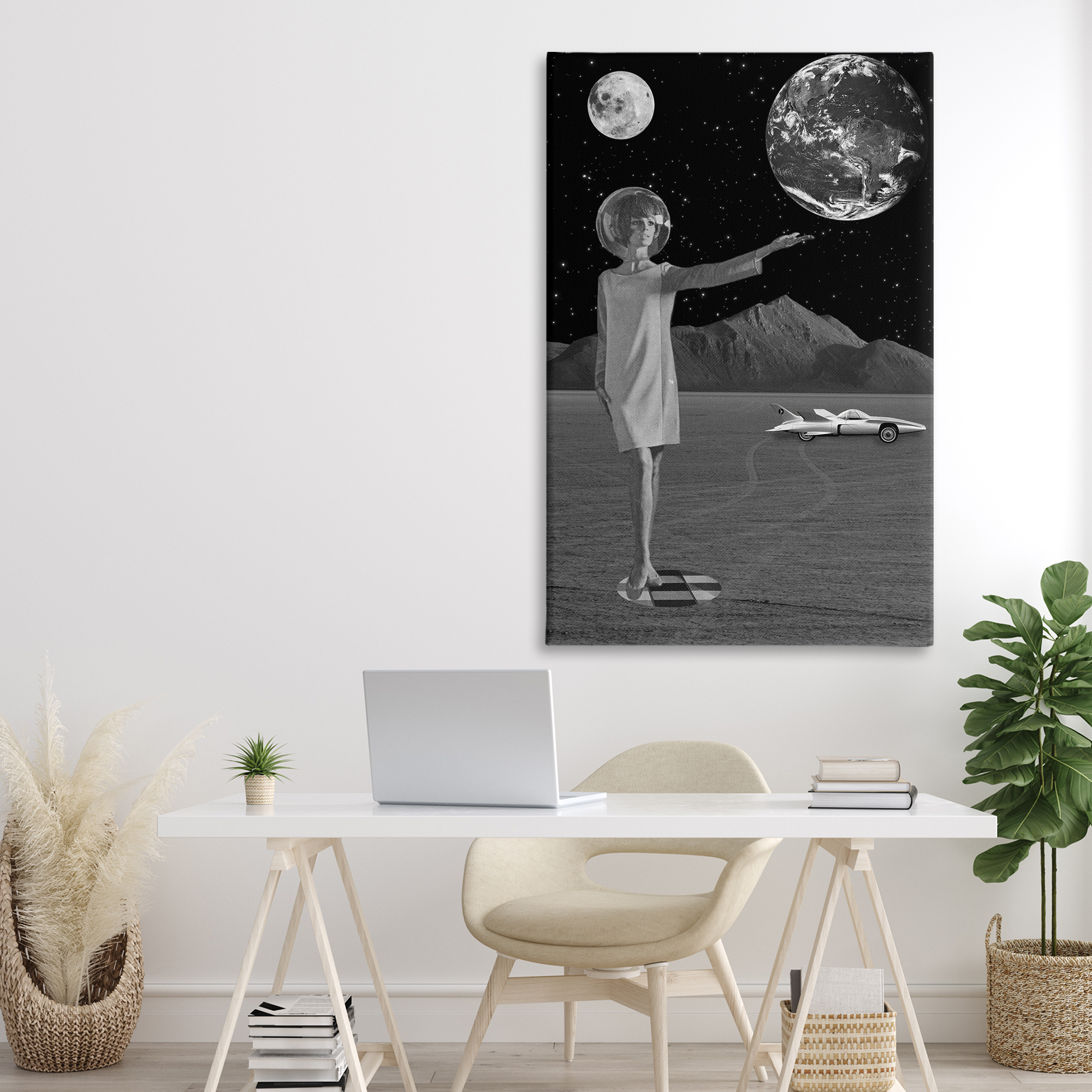 On A Mission Retro Space Canvas Wall Art, design by Elo Marc