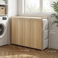 thumbnail image 3 of HOMCOM Bamboo Laundry Hamper with Removable Drawstring Bag, Natural, 3 of 10
