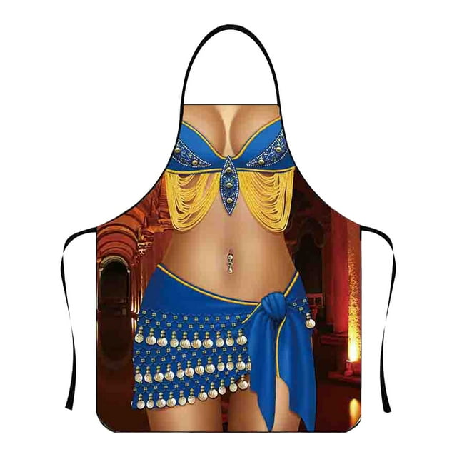 asddcavvf Funny Personality Apron Muscle Men's Apron Bikini Series Cartoon Couple Apron Polyester Apron Couple Aprons with Pocket Cook Aprons for Kids