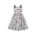 thumbnail image 1 of Girls Dress Suspender Bow Tie Stripe Sundress Summer Cotton Comfy Sleeveless 5 Years, 1 of 6