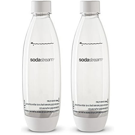 

Sodastream Source 2 Pack Original White Carbonating Reusable Water Bottles 1 Liter BPA-Free Fits Only - Play Source Power Spirit and Fizzi Soda Makers