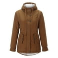 thumbnail image 2 of B91xZ Winter Coats for Women Hooded Cardigan Open Front Coat Outwear with Pockets,Brown 4XL, 2 of 5
