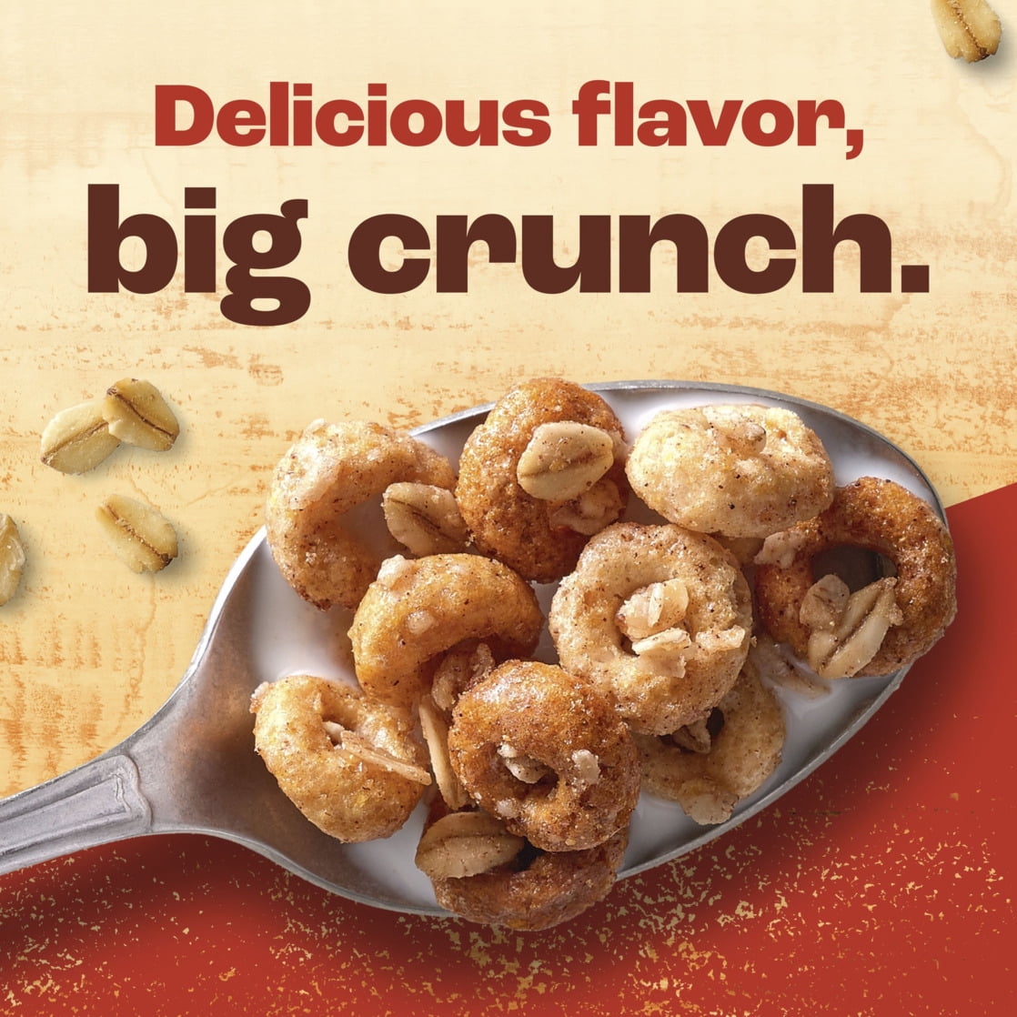 (8 pack) Cheerios Oat Crunch Cinnamon Breakfast Cereal, Made with Whole Grain, Family Size, 24 oz