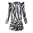 thumbnail image 1 of Luvoko Little Girls'S One Piece L Print, Girls Long Sleeve Swimsuit Animals Girl Rashguard Swimsuit Swimsuits for Teen Girls One Piece Bathing Suits for Ruffle Shirt Ruffled(Black,6-8 Years), 1 of 6