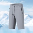 thumbnail image 1 of Ceisia Men's Summer Quick Dry Capris with Elastic Drawstring Waist & Zipper Pockets Gray L Gifts, 1 of 9