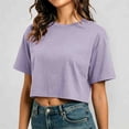 thumbnail image 2 of Rhuody Going Out Tops For Women Short Sleeve Summer Cropped T Shirt Short Loose Fit Round Neck Sporty Tee Casual Women'S Clothing Light Purple, 2 of 6