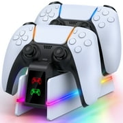 PS5 Controller Charging Station,PlayStation Charging Dock for PlayStation 5 Dualsense Edge with LED & RGB Mode,Overcharge Protection Fast Controller Charging Station Stand Skin, PS5 Accessories-White