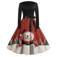 thumbnail image 2 of Women's Casual Fashion Printed Retro Square Neck Long Sleeve Dress with AI Christmas Theme, Fall and Winter Dress for Casual and Party Occasions, Soft Fabric,Watermelon Red,XL, 2 of 4