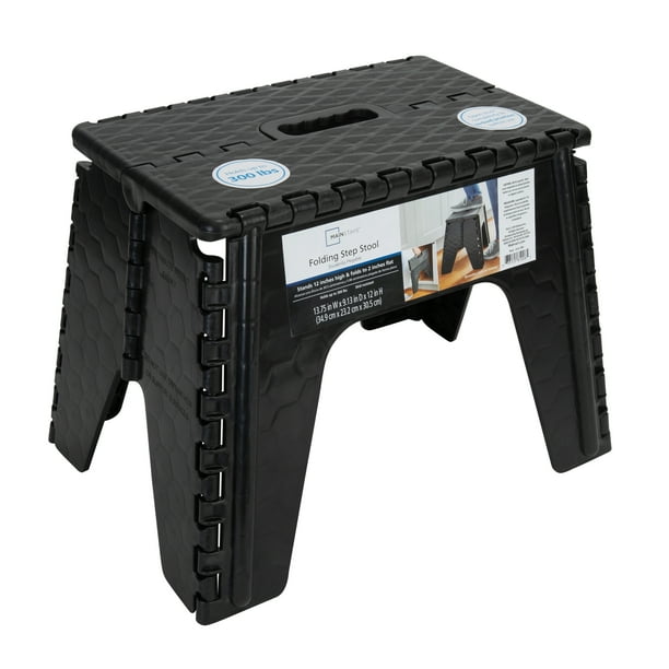 Mainstays Plastic Folding 1 Step Stool 12 inch Black Dimensions 13
