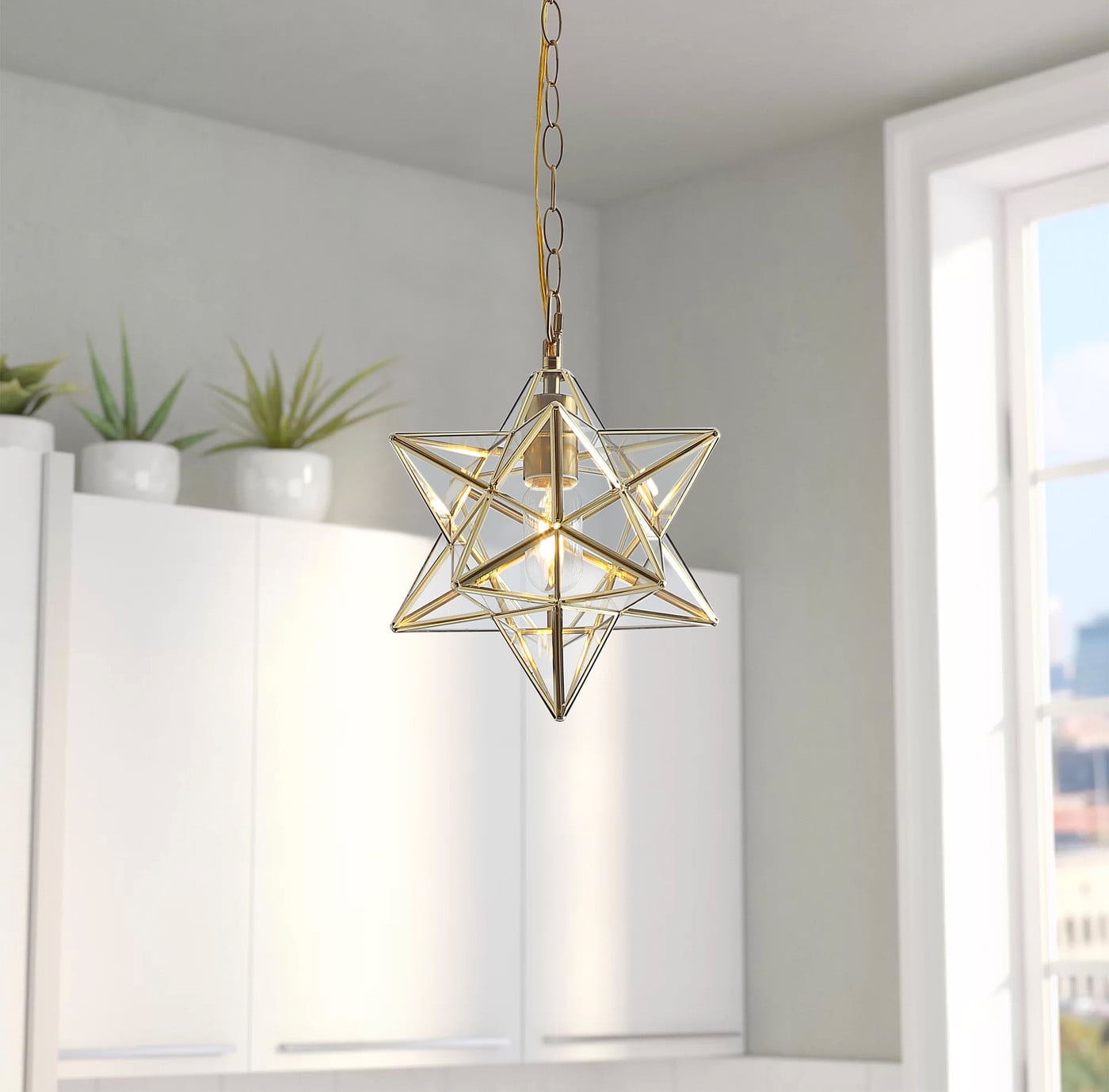 Aiwen Modern Stylish Star Like Pendant Light Geometric Ceiling Lamp Fixture Gold