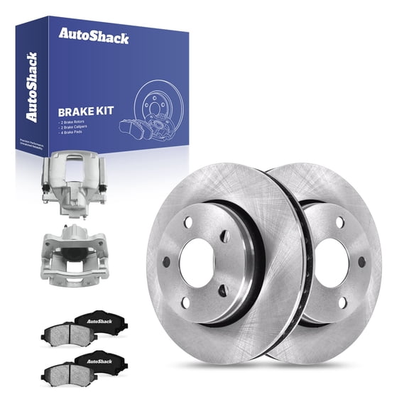 AutoShack Front Vented Brake Rotors   Ceramic Pads   Calipers 8-PC Brake Kit Replacement for 2013-2017 Jeep Wrangler 2018 Jeep Wrangler JK 11.89" (302 mm)