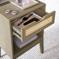 thumbnail image 3 of BELLEZE End Table with Ultra-Fast USB Type A/C Outlet Strip, Boho Style Nightstand with Rattan Decorated Drawer and Open Cabinet, Modern Side Table for Bedroom, Guest Room, Office - Carl(Nature), 3 of 7