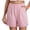 Pink women cotton linen plus size shorts a1, variant on Cagogo Women's Cotton Linen Plus Size Shorts Elastic Waist Loose Fit Casual Flowy Summer Vacation Beach Drawstring Shorts with Pockets, Navy 3XL