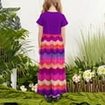 thumbnail image 5 of Girls Casual Maxi Dress, Patchwork Floral Printed Dress, Tween Short Sleeve Summer Beach Dresses with Pockets Kids Plus Size Witch Dress Purple 13Y, 5 of 5