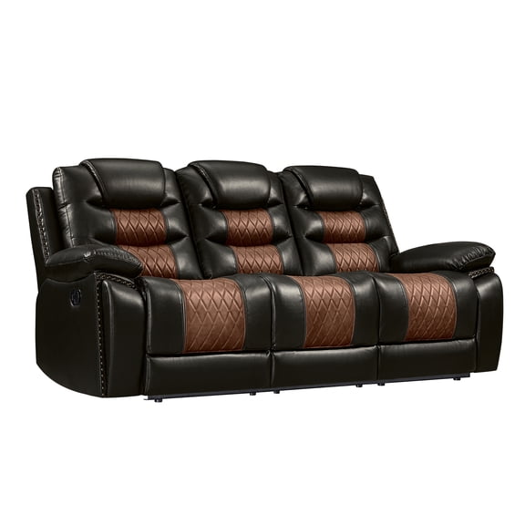 New Classic Furniture Nikko 2-Piece Faux Leather Manual Living Room Set in Brown