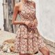 thumbnail image 1 of Femmes Halter Mini Dress Backless Floral Imprimé Tie Up Loose Fit Vacation Outfit FLhrweasw Nuevo, 1 of 7