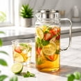 thumbnail image 5 of 2L Glass Water Pitcher, Large Capacity Cold Water Carafe, Borosilicate Glass Jug with Stainless Steel Lid, for Home Office Party, 5 of 7