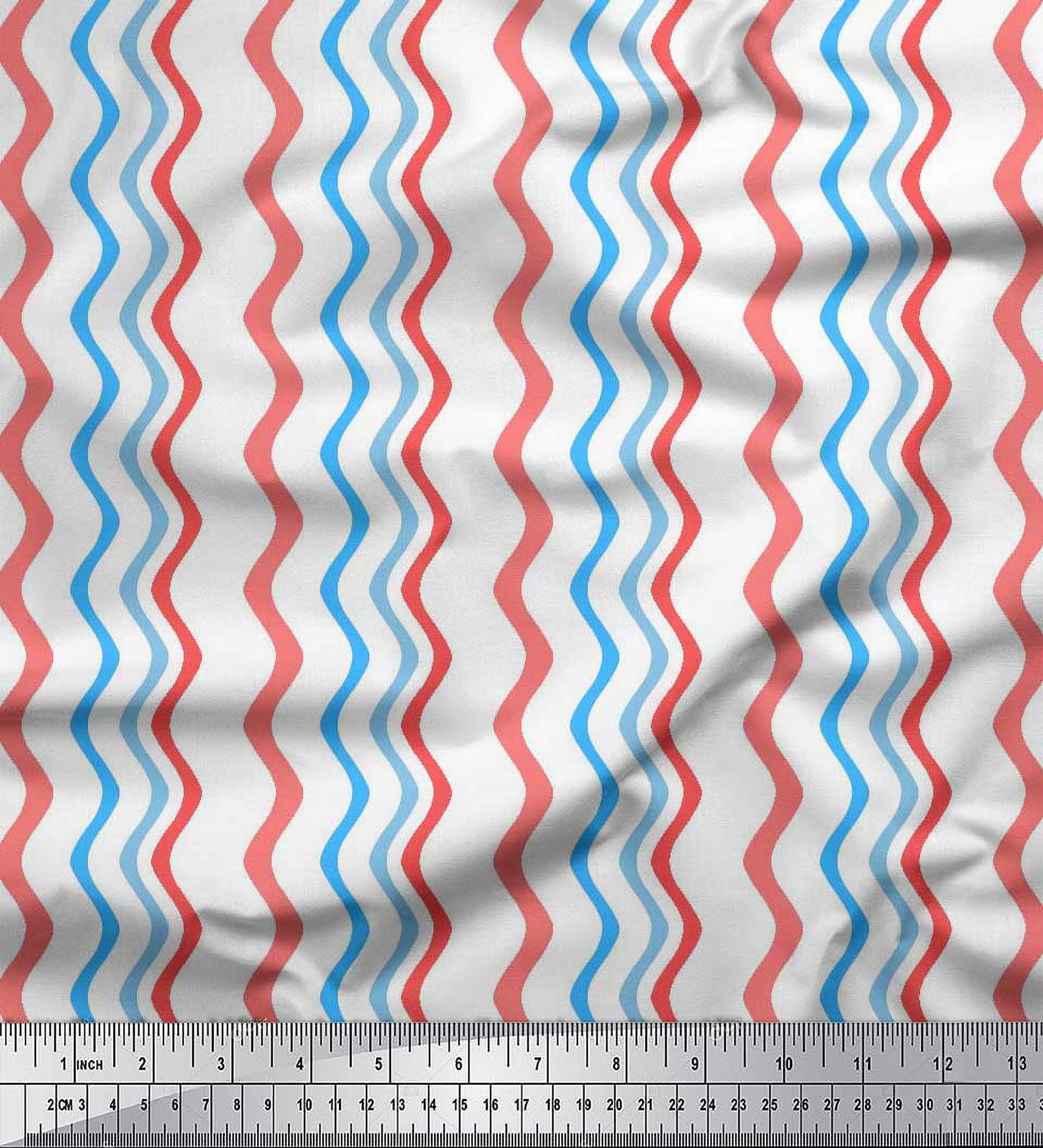 Soimoi polyester Crepe Fabric Waves Artistic Decor Fabric Printed Yard 52 Inch Wide