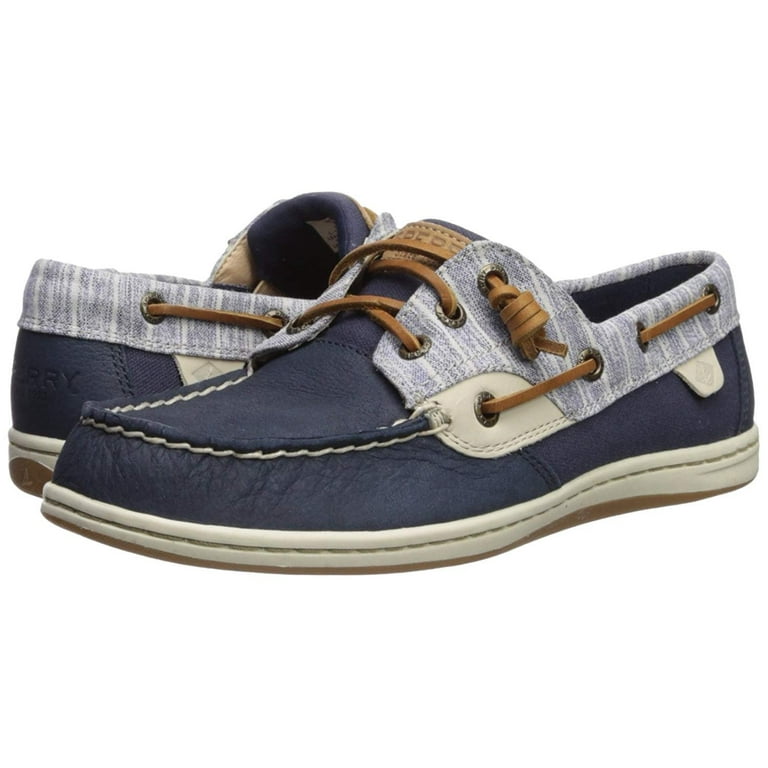 Blue and white striped sperrys deals