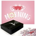 thumbnail image 2 of Ambesonne Morning Jigsaw Puzzle Durable Cardboard, Message Along Coffee Cups, 1000 pcs, Pale Pink Dark Coral, 2 of 5