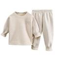 thumbnail image 3 of WRKEKC Girls Thermal Underwear Set 2-12 Years Silk Fleece Lined Print Crew Neck Top and Pants Two Piece Warm Winter Outfit, 3 of 8