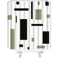 thumbnail image 2 of Modern Geometric Shower Curtain Sage Green Black Abstract Mid Century Boho Aesthetic Minimalist Fashion Fabric Bathroom Curtain Set with Hooks(70" WX70 H), 2 of 4