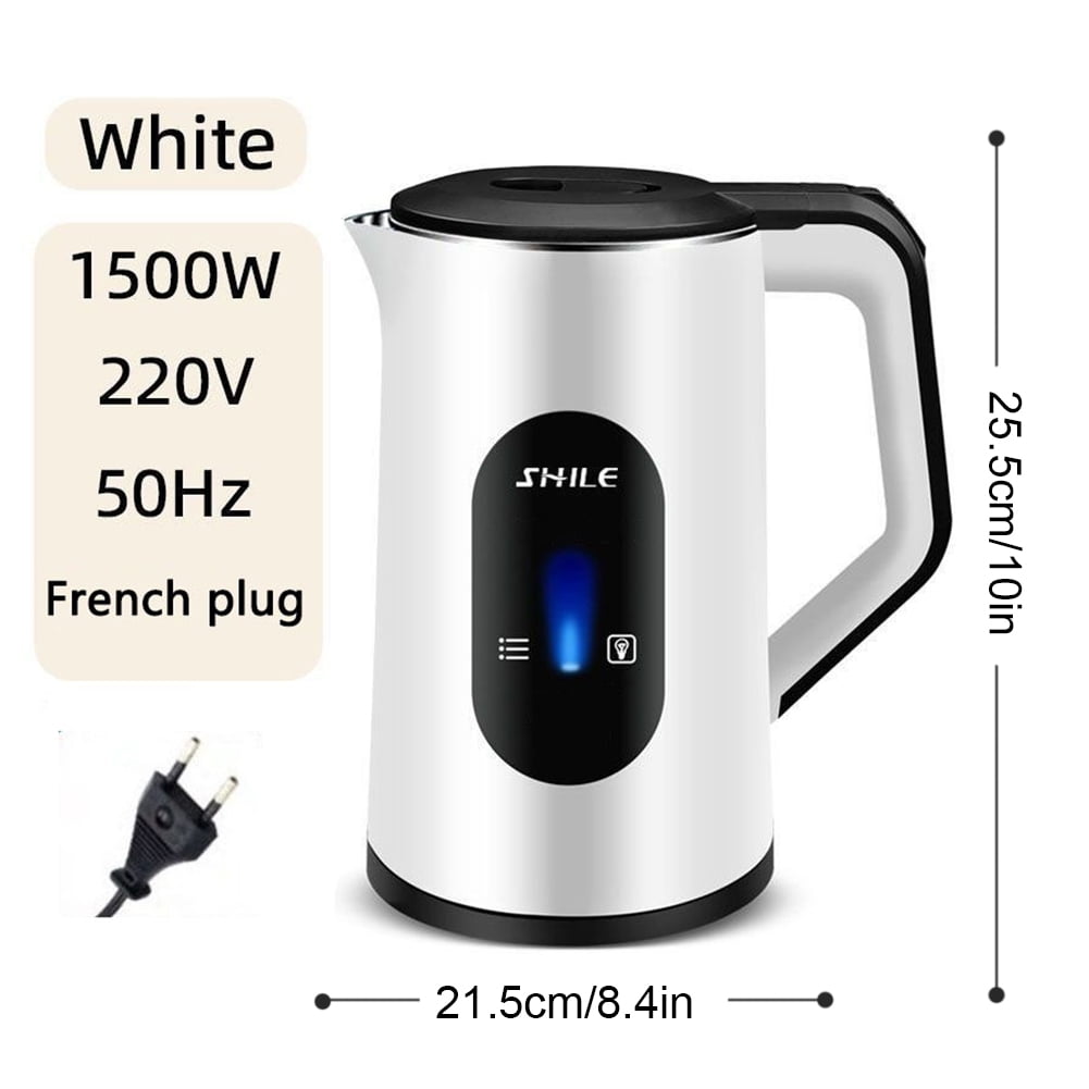 Yiaieng 3L Stainless Steel Electric Tea Kettle Auto-Shutoff 1500W Water Boiler (White)