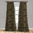 thumbnail image 4 of Ambesonne Bohemian Curtains, Colorful Pattern Triangles, Pair of 28"x63", Burnt Orange and Dark Teal, 4 of 4