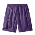 thumbnail image 4 of Domuza Men's Sport Shorts with Drawstring Pockets Solid Color Outdoor Workwear Hiking Short Pants Purple L, 4 of 4