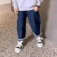 thumbnail image 6 of RUTAYY Toddler Boys Wide Leg Jeans Loose Fit Denim Vintage Trousers Casual Jeans Streetwear Pants Breathable Pants, 6 of 9