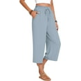 thumbnail image 3 of ANYJOIN Womens Capri Pants Loose High Waisted Wide Leg Lounge Pants Drawstring Casual Palazzo Pants Trousers with Pockets, 3 of 6