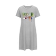 thumbnail image 5 of DeHolifer Nightgowns for Women Short Sleeve Sleepshirt Crewneck Casual Printed Sleepwear Soft Nightshirt Pajama Dress Gray XL, 5 of 7