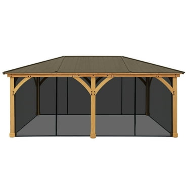 Yardistry Black Mosquito Screen Mesh Kit designed for the 12' x 20' Meridian Gazebo