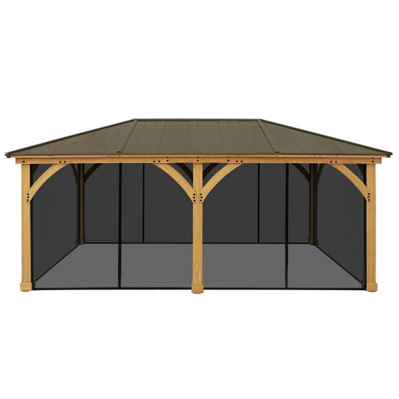 Yardistry Black Mosquito Screen Mesh Kit designed for the 12' x 20' Meridian Gazebo