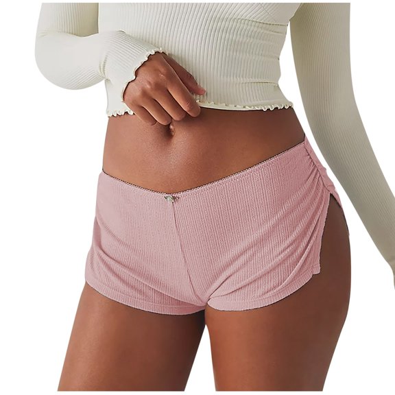 Ashirexll Plus Size Underwear for Women, Ladies Underwear Panties, Fashion Solid Color Low Waist Split Rose Mini Shorts Leggings