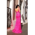 thumbnail image 2 of Women's Nox Anabel E1274 Deep V Neck Long Sequin Print Summer Prom 2026 Dress Hot Pink Size 4, 2 of 3
