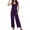 #299-Purple, variant on Women's Sleeveless Jumpsuit with Round Neck Tie-Waist Pocket and Pleated Detail Casual Chic