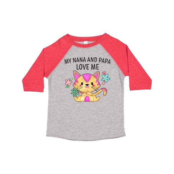 Inktastic My Nana and Papa Love Me with Cute Kitten and Flowers Boys or Girls Toddler T-Shirt