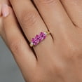 thumbnail image 4 of Gem Stone King 925 Silver and 10K Yellow Gold Pink Created Sapphire and Lab Grown Diamond Engagement Ring for Women | 1.52 Cttw | Oval 6X4MM | Gemstone September Birthstone | Size 7, 4 of 4