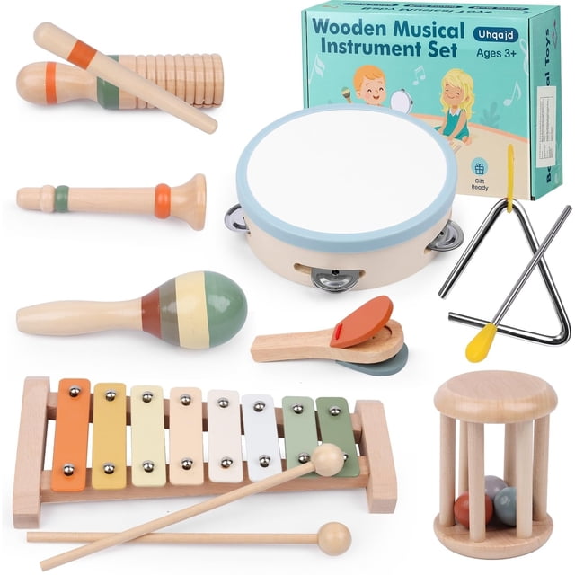Set de instrumentos musicales Uhqajd Montessori Wooden Toys Baby