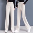 thumbnail image 1 of Pantalones anchos de pierna para mujer, primavera, cintura alta, drapeados, rectos, de pana, estilo primaveral, pantalones casuales adelgazantes sin forro polar, 1 of 3