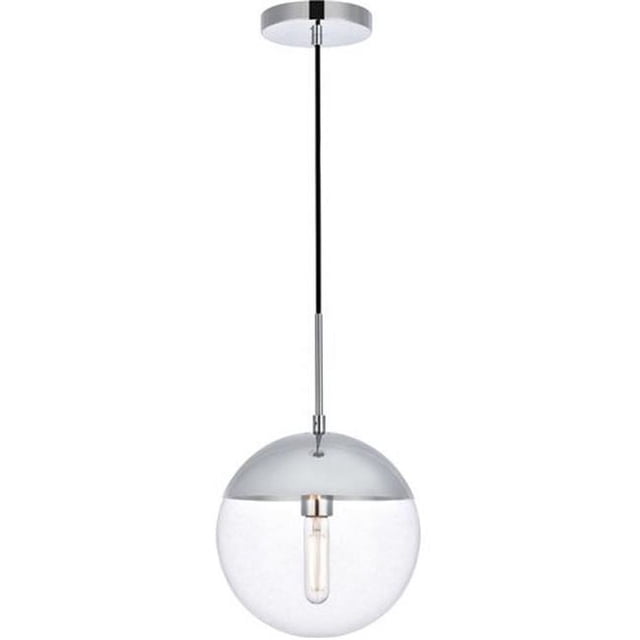 Living District LD6035C Eclipse 1 Light Pendant Ceiling Light with Clear Glass, Chrome