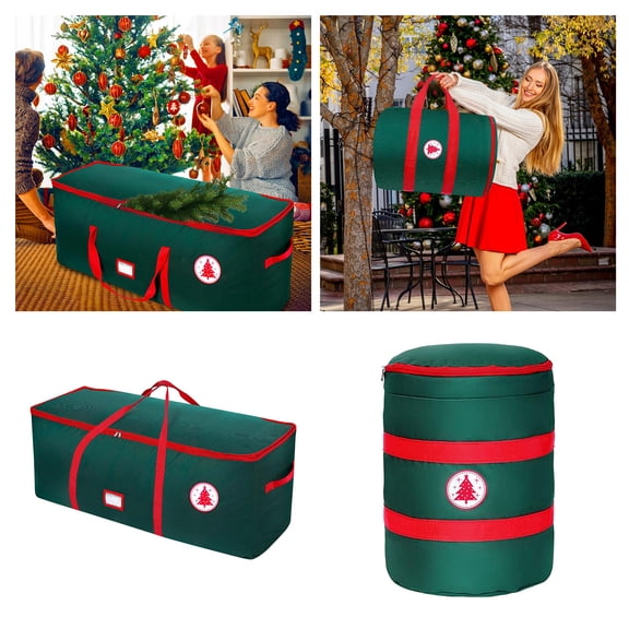Ferjadq Christmas Tree Storage Bag 7.5Ft Xmas Decorations Ornaments Waterproof Storage Bags with Handle Zipper(Sqaure Shape)