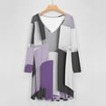 thumbnail image 4 of Modern Art Gray Purple Geometric Long Sleeve Dresses For Women Vintage Elegant Party Dress Oversized V-neck Dress S-8XL, 4 of 7